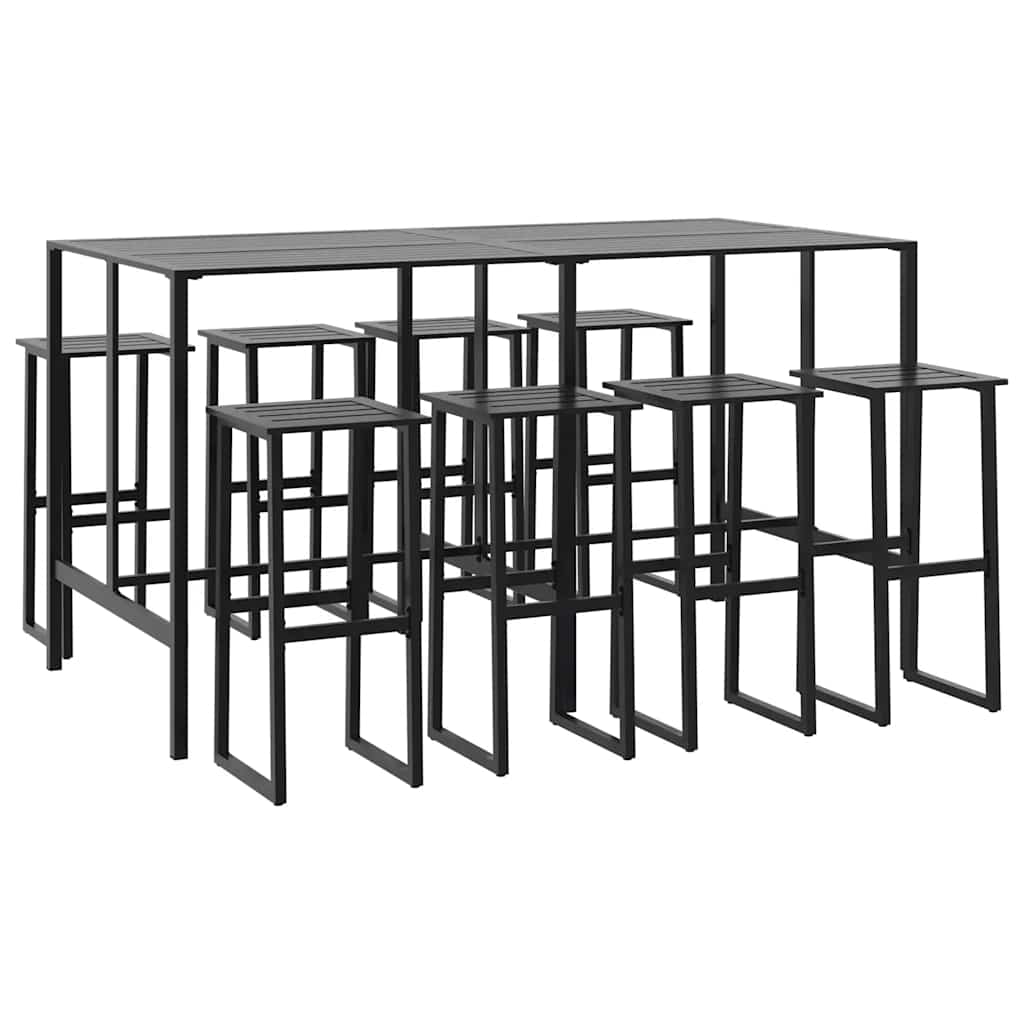 9-tlg. Gartenbar-Set Schwarz Pulverbeschichteter Stahl