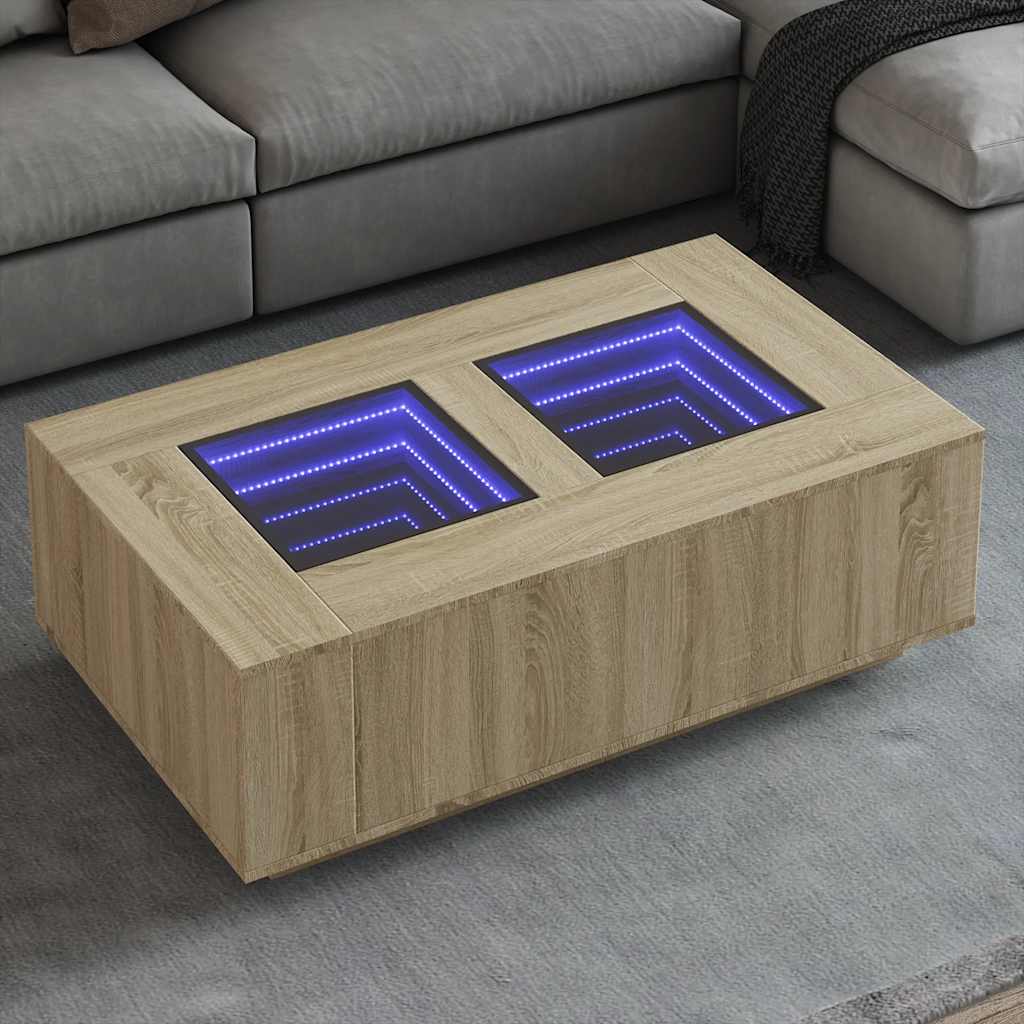 vidaXL Couchtisch mit Infinity-LED Weiß 100x100x40 cm