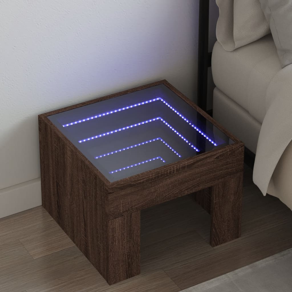 vidaXL Nachttisch mit Infinity-LED Weiß 40x40x30 cm