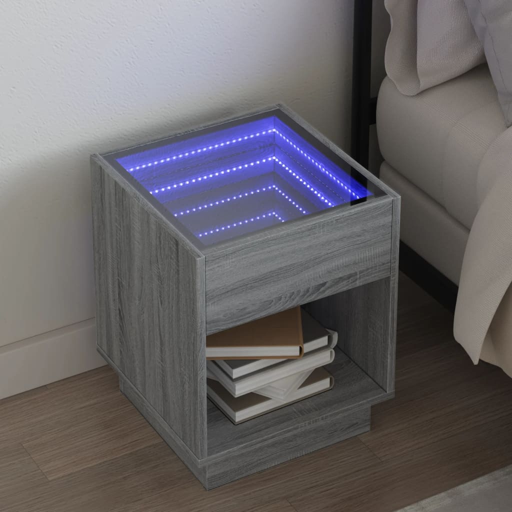 vidaXL Nachttisch mit Infinity-LED Weiß 40x40x50 cm