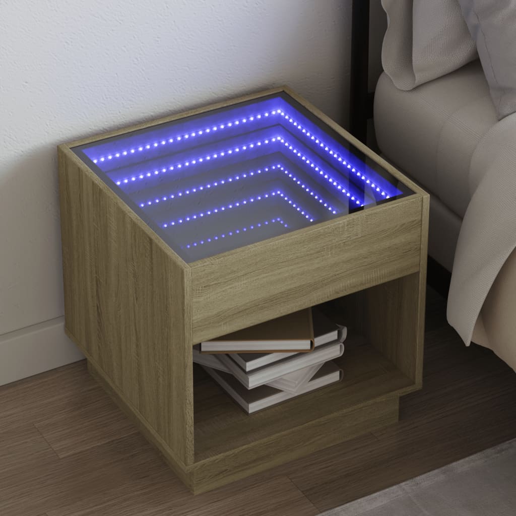 vidaXL Nachttisch mit Infinity-LED Weiß 40x40x50 cm