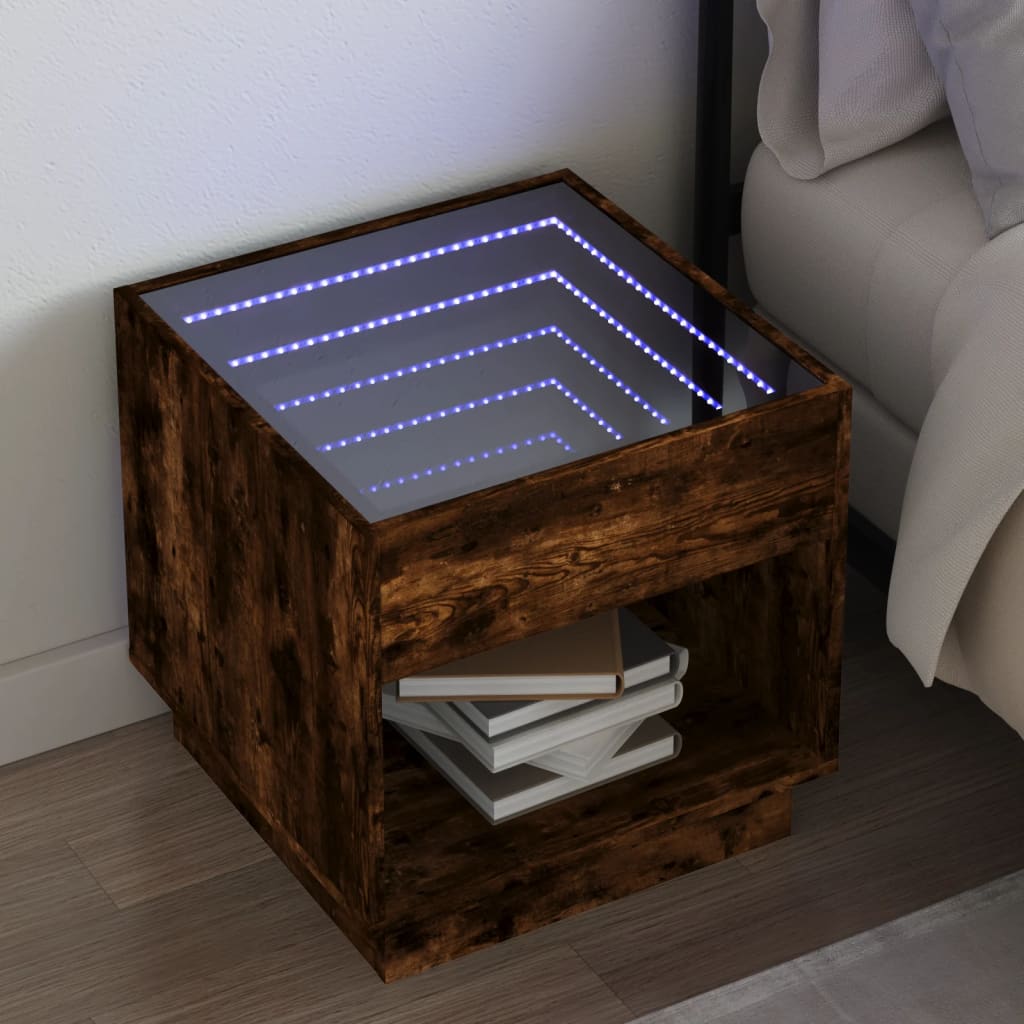 vidaXL Nachttisch mit Infinity-LED Weiß 40x40x50 cm