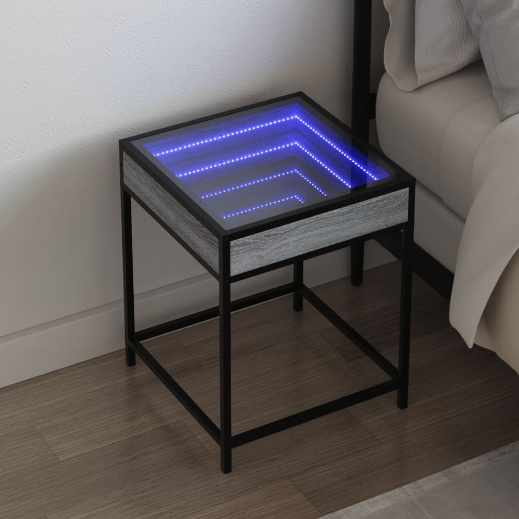 vidaXL Nachttisch mit Infinity-LED Schwarz 40x40x51 cm