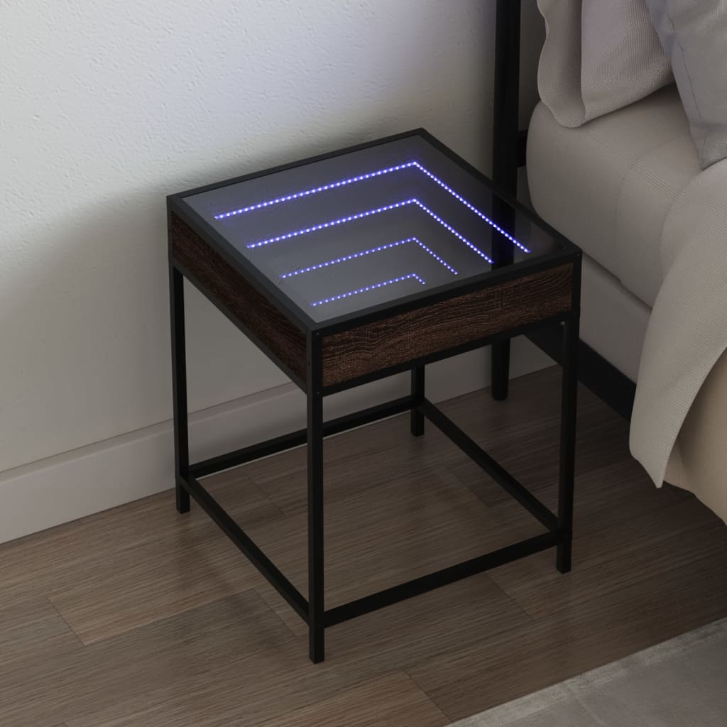 vidaXL Nachttisch mit Infinity-LED Schwarz 40x40x51 cm
