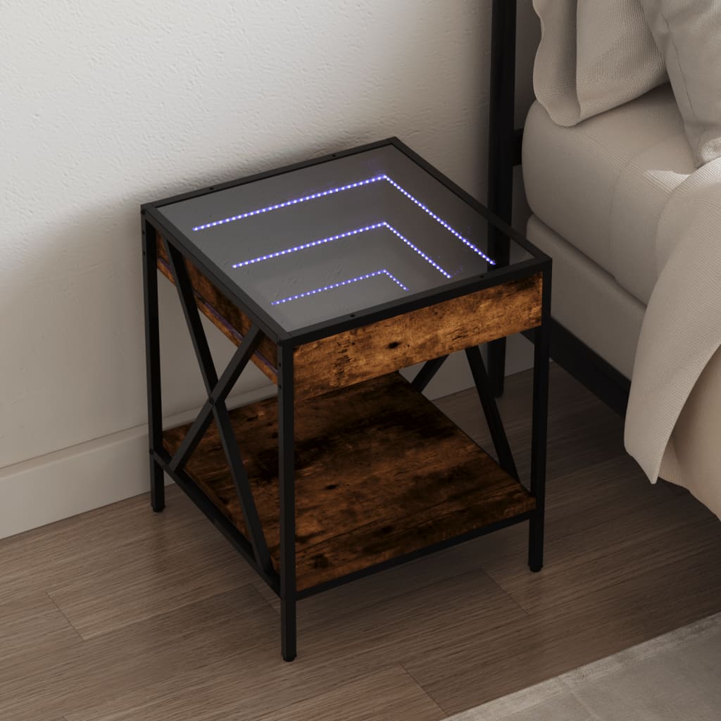 vidaXL Nachttisch mit Infinity-LED Schwarz 40x40x49 cm