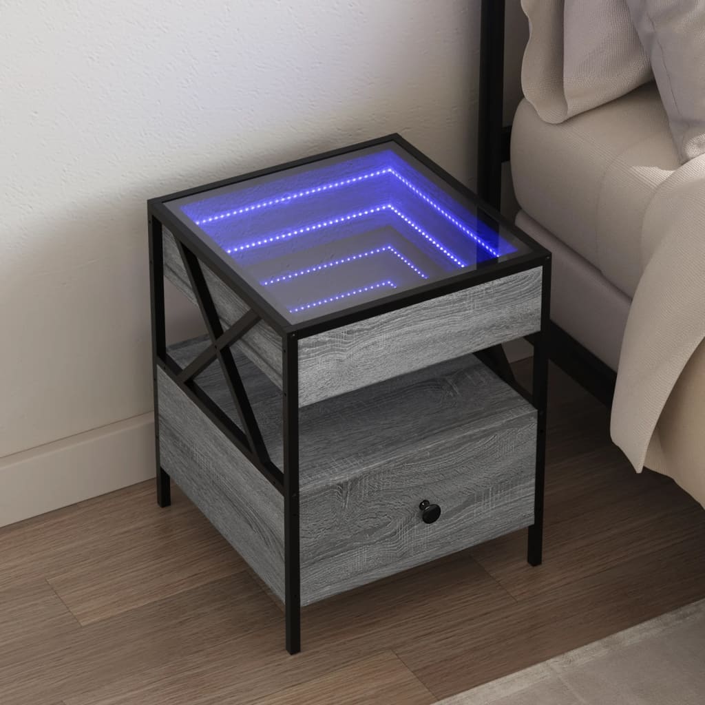 vidaXL Nachttisch mit Infinity-LED Schwarz 40x40x51 cm