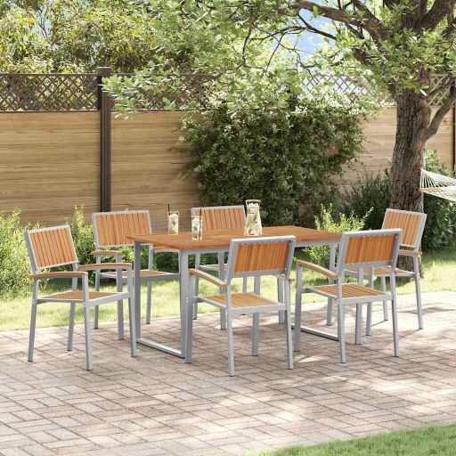 vidaXL Garten Essgruppe 5 pcs Grau Massivholz Akazie