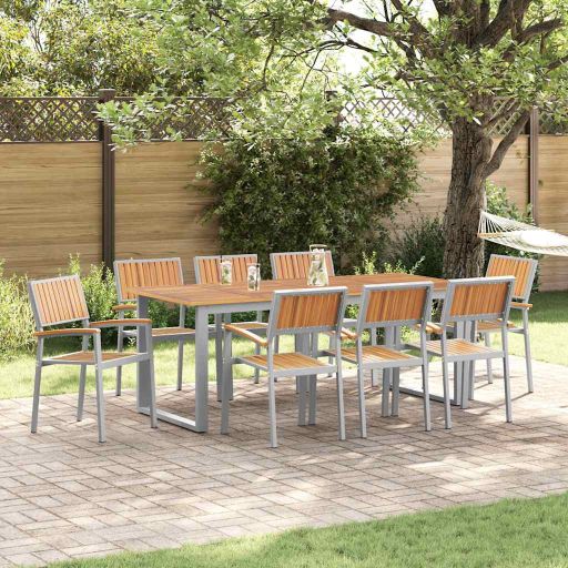 vidaXL Garten Essgruppe 5 pcs Grau Massivholz Akazie