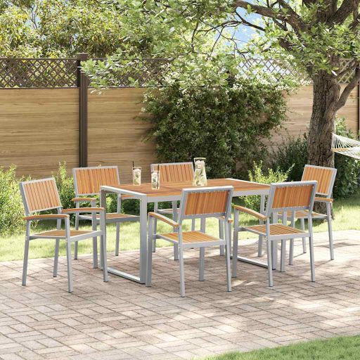 vidaXL Garten Essgruppe 5 pcs Grau Massivholz Akazie