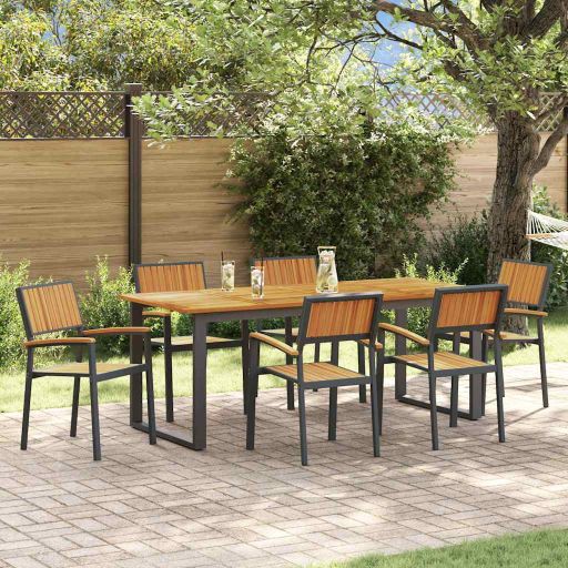vidaXL Garten Essgruppe 5 pcs Grau Massivholz Akazie