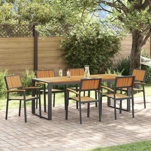vidaXL Garten Essgruppe 5 pcs Grau Massivholz Akazie