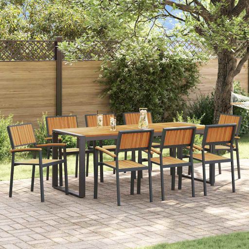 vidaXL Garten Essgruppe 5 pcs Grau Massivholz Akazie