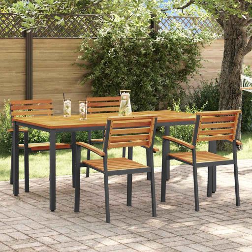 vidaXL Garten Essgruppe 3 pcs Schwarz Massivholz Akazie