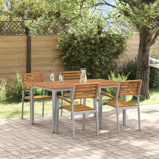 vidaXL Garten Essgruppe 3 pcs Schwarz Massivholz Akazie