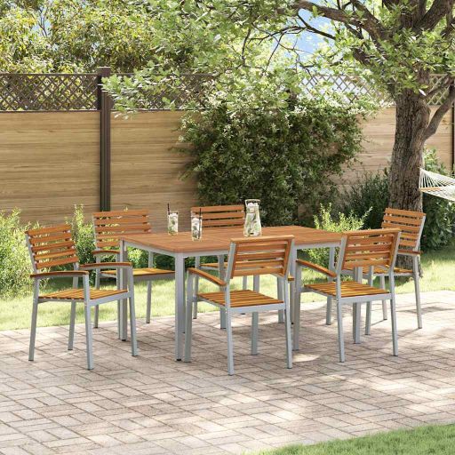 vidaXL Garten Essgruppe 3 pcs Schwarz Massivholz Akazie