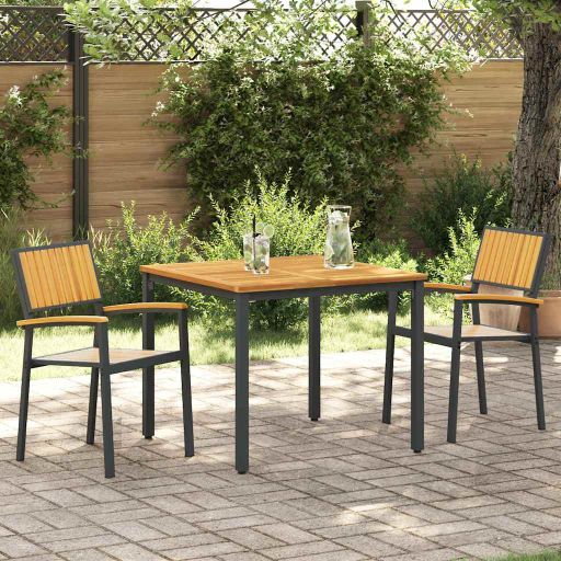 vidaXL Garten Essgruppe 3 pcs Schwarz Massivholz Akazie