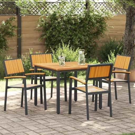 vidaXL Garten Essgruppe 3 pcs Schwarz Massivholz Akazie