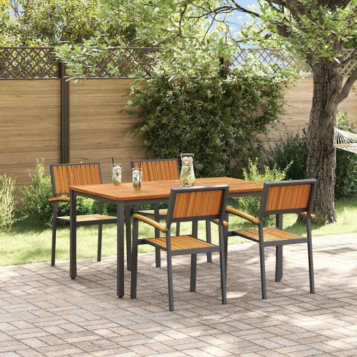 vidaXL Garten Essgruppe 3 pcs Schwarz Massivholz Akazie