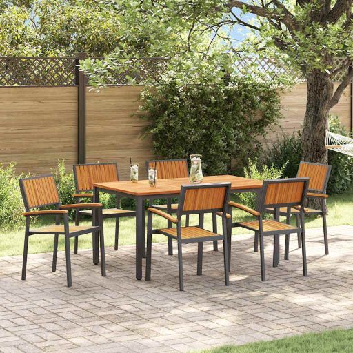 vidaXL Garten Essgruppe 3 pcs Schwarz Massivholz Akazie