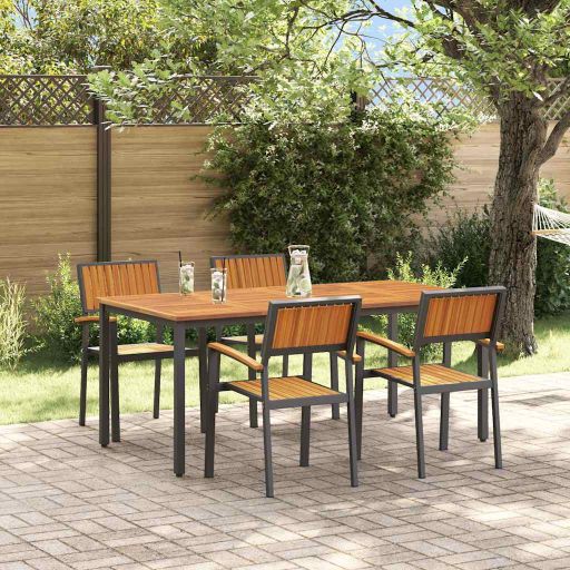 vidaXL Garten Essgruppe 3 pcs Schwarz Massivholz Akazie