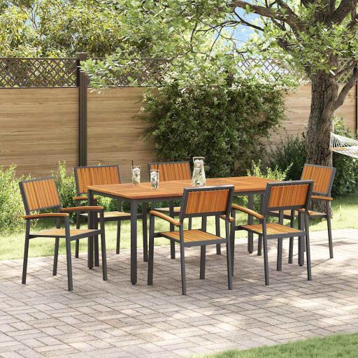 vidaXL Garten Essgruppe 3 pcs Schwarz Massivholz Akazie