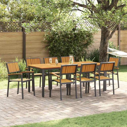 vidaXL Garten Essgruppe 3 pcs Schwarz Massivholz Akazie