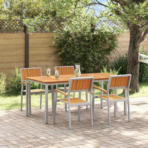 vidaXL Garten Essgruppe 3 pcs Schwarz Massivholz Akazie