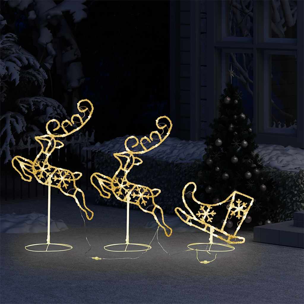 vidaXL Weihnachtsdeko LED Rentiere & Schlitten Acryl 260x21x87 cm