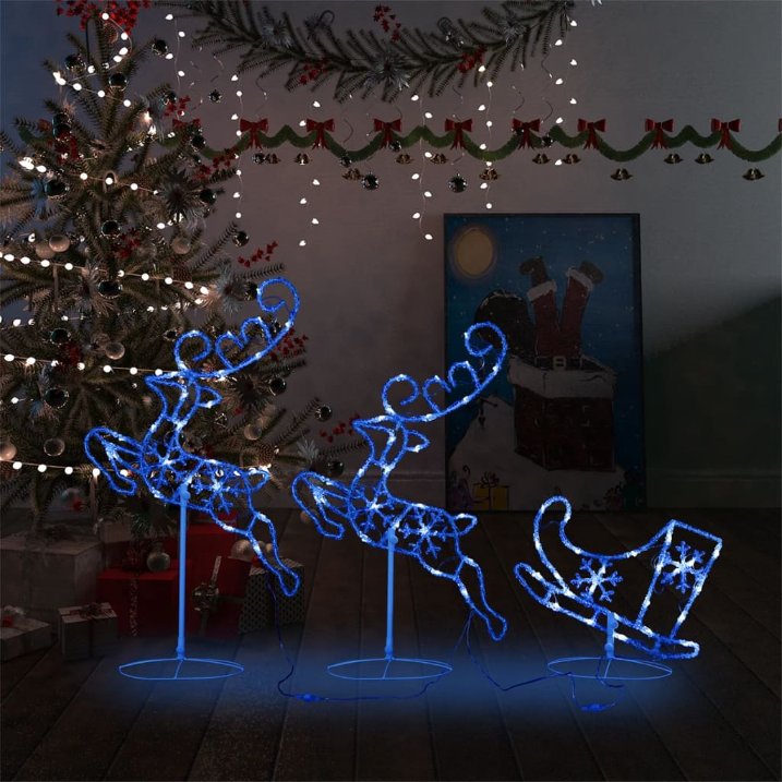vidaXL Weihnachtsdeko LED Rentiere & Schlitten Acryl 260x21x87 cm