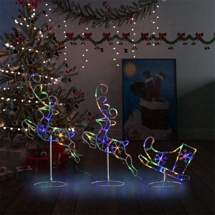 vidaXL Weihnachtsdeko LED Rentiere & Schlitten Acryl 260x21x87 cm