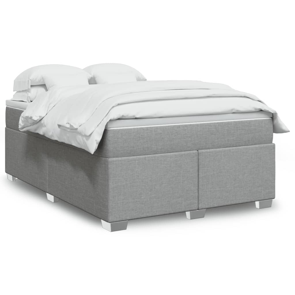 Boxspringbett mit Matratze Hellgrau 80x200 cm Stoff