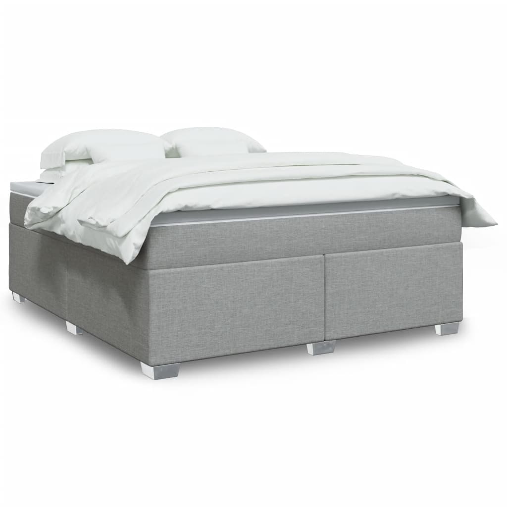 Boxspringbett mit Matratze Hellgrau 80x200 cm Stoff