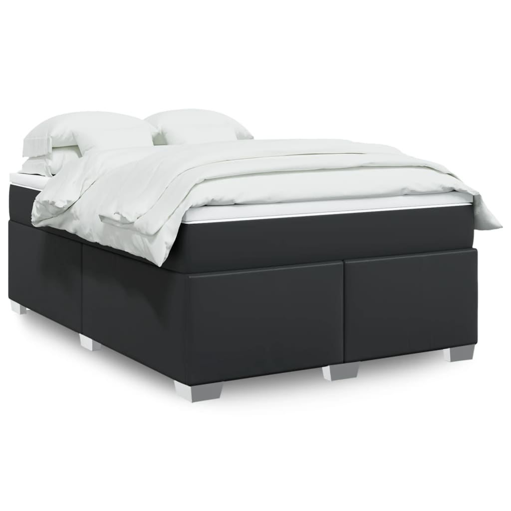 Boxspringbett mit Matratze Schwarz 80x200 cm Kunstleder