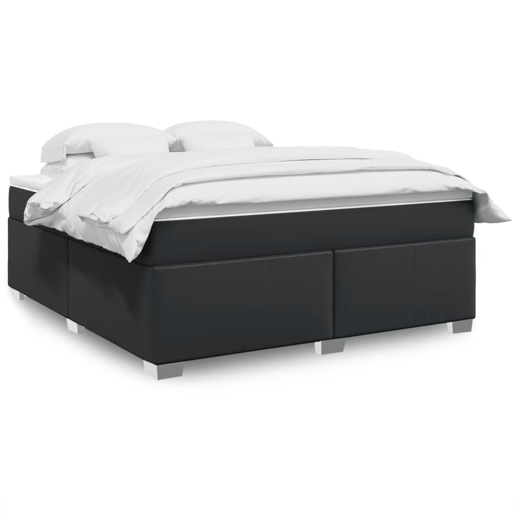 Boxspringbett mit Matratze Schwarz 80x200 cm Kunstleder