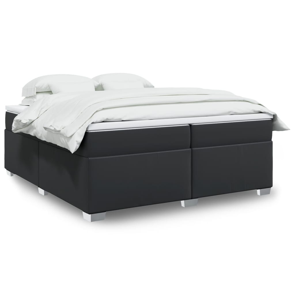 Boxspringbett mit Matratze Schwarz 80x200 cm Kunstleder