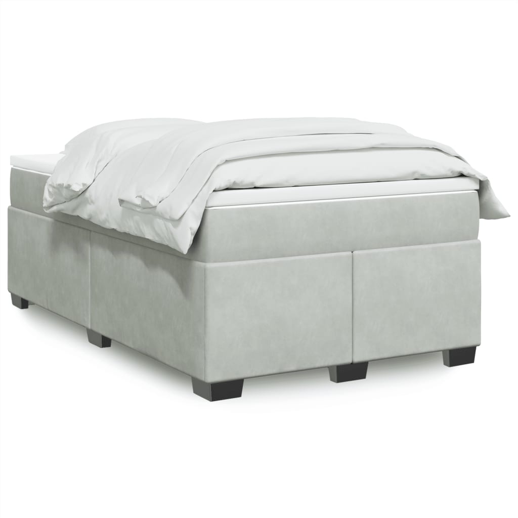Boxspringbett mit Matratze Hellgrau 80x200 cm Samt