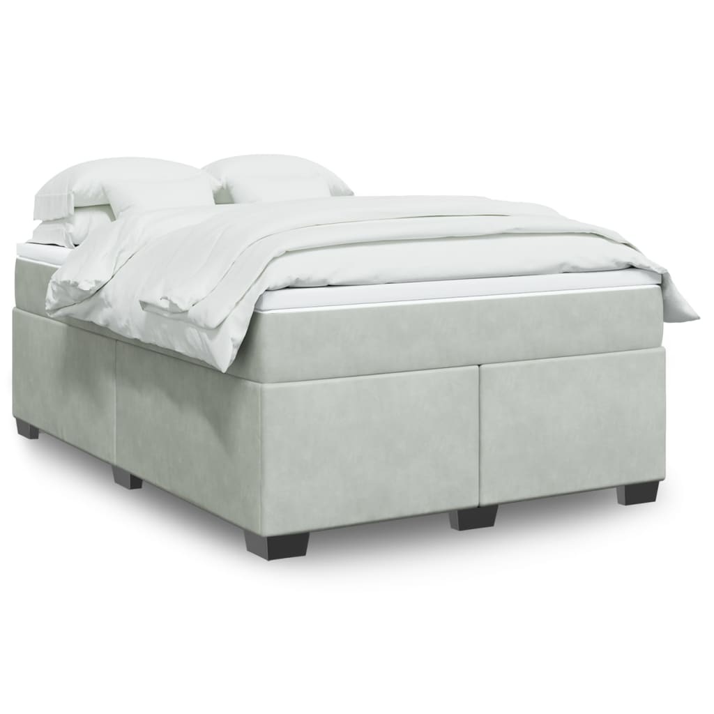 Boxspringbett mit Matratze Hellgrau 80x200 cm Samt