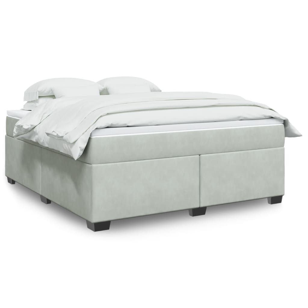 Boxspringbett mit Matratze Hellgrau 80x200 cm Samt