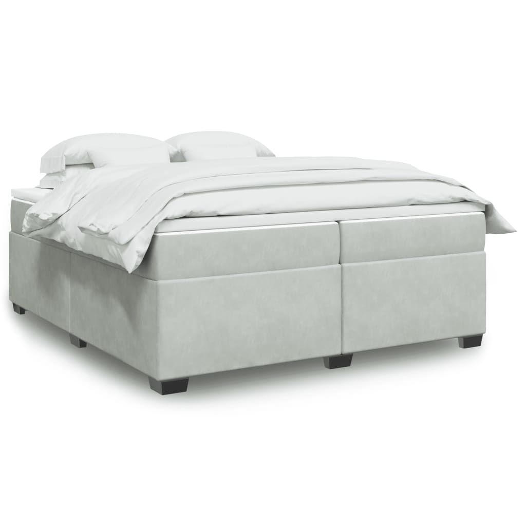 Boxspringbett mit Matratze Hellgrau 80x200 cm Samt