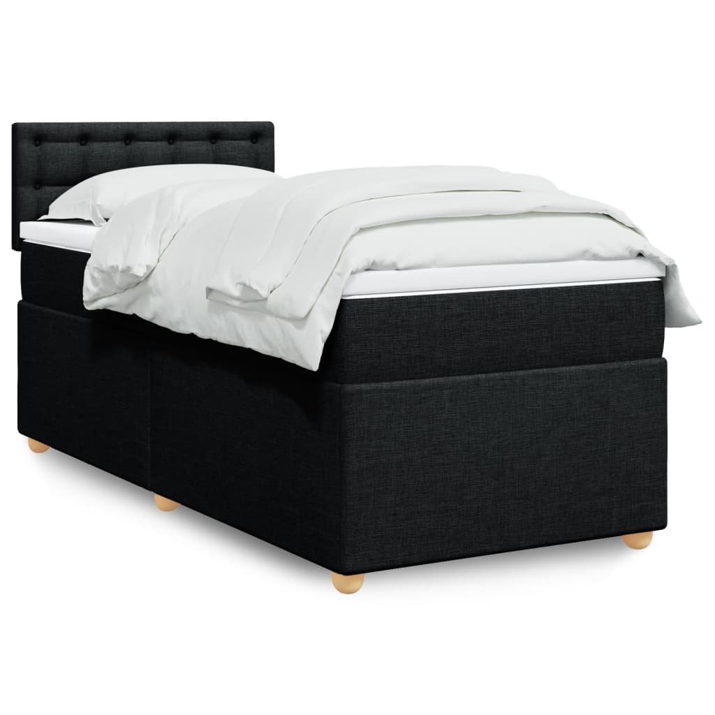 vidaXL Boxspringbett mit Matratze Dunkelgrau Stoff