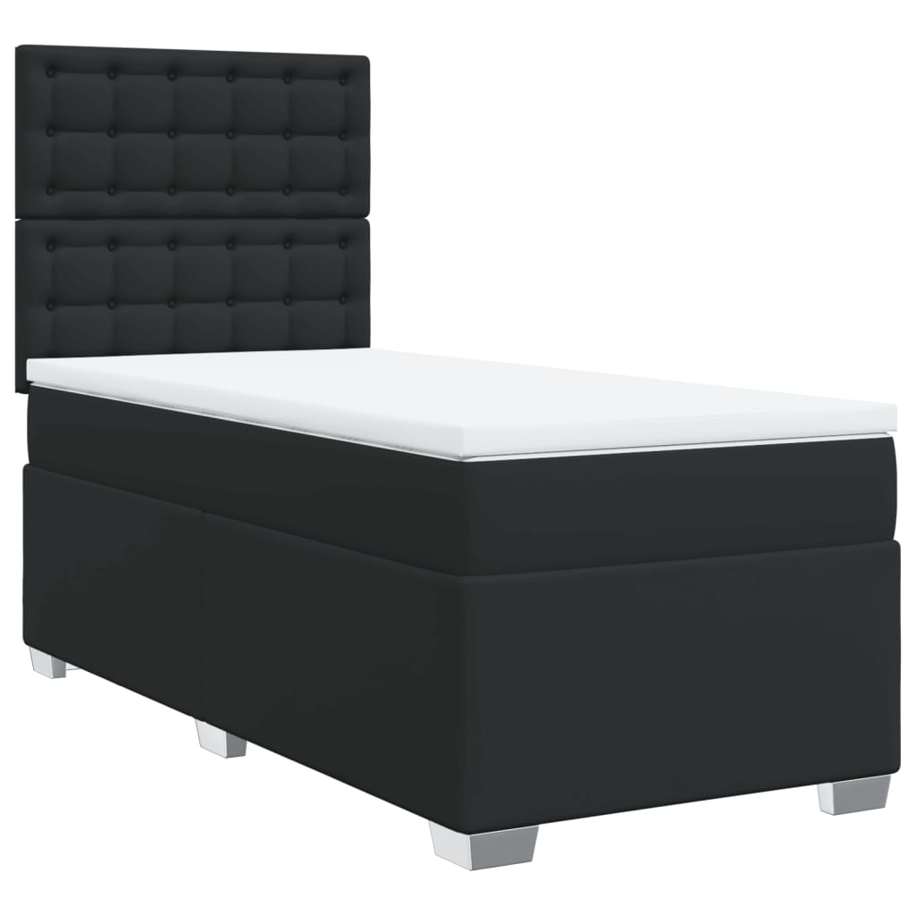 vidaXL Boxspringbett mit Matratze Schwarz 80x200 cm Kunstleder