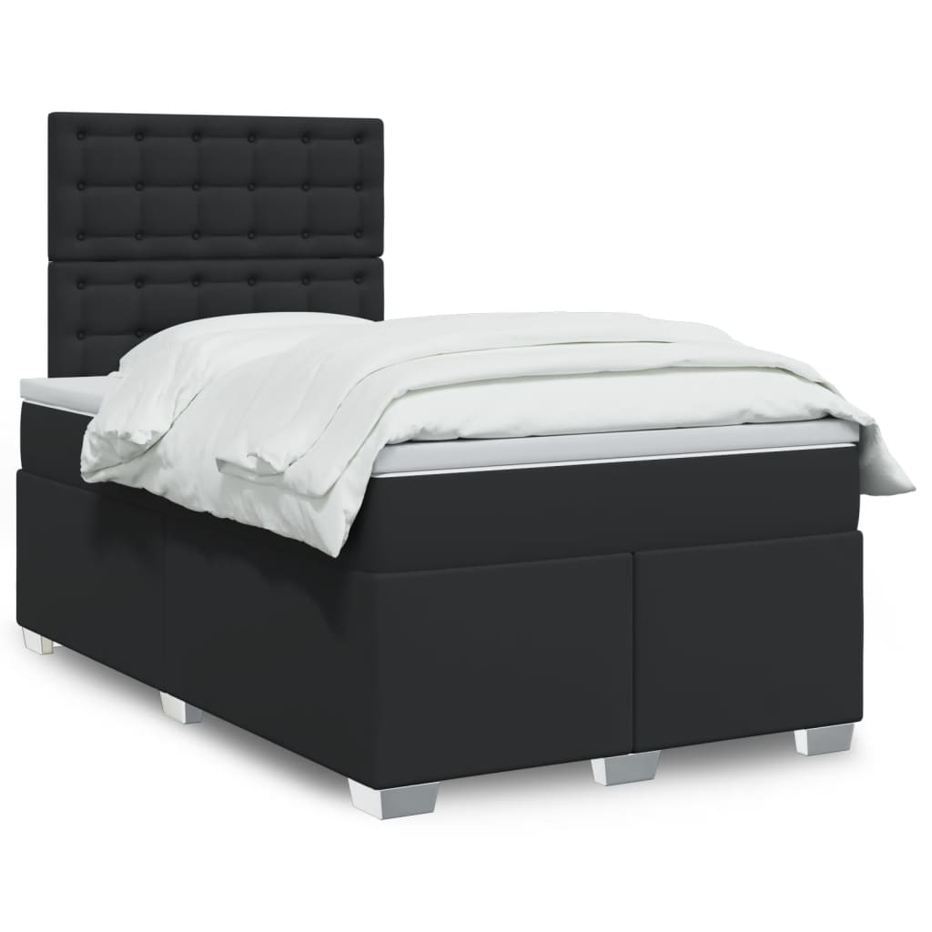 Boxspringbett mit Matratze Schwarz 80x200 cm Kunstleder