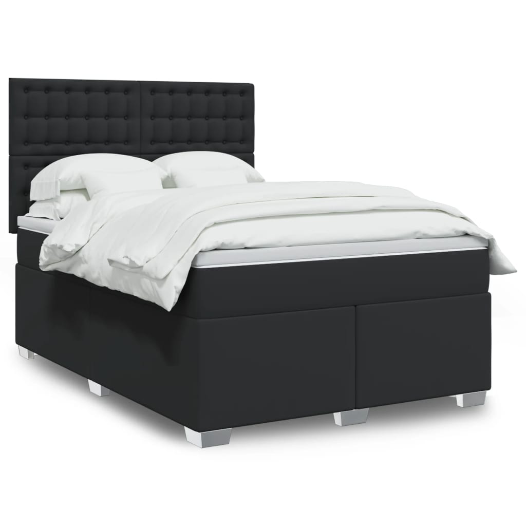 Boxspringbett mit Matratze Schwarz 80x200 cm Kunstleder