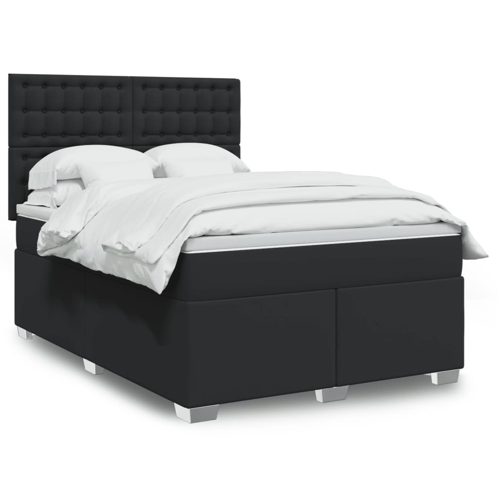 Boxspringbett mit Matratze Schwarz 80x200 cm Kunstleder