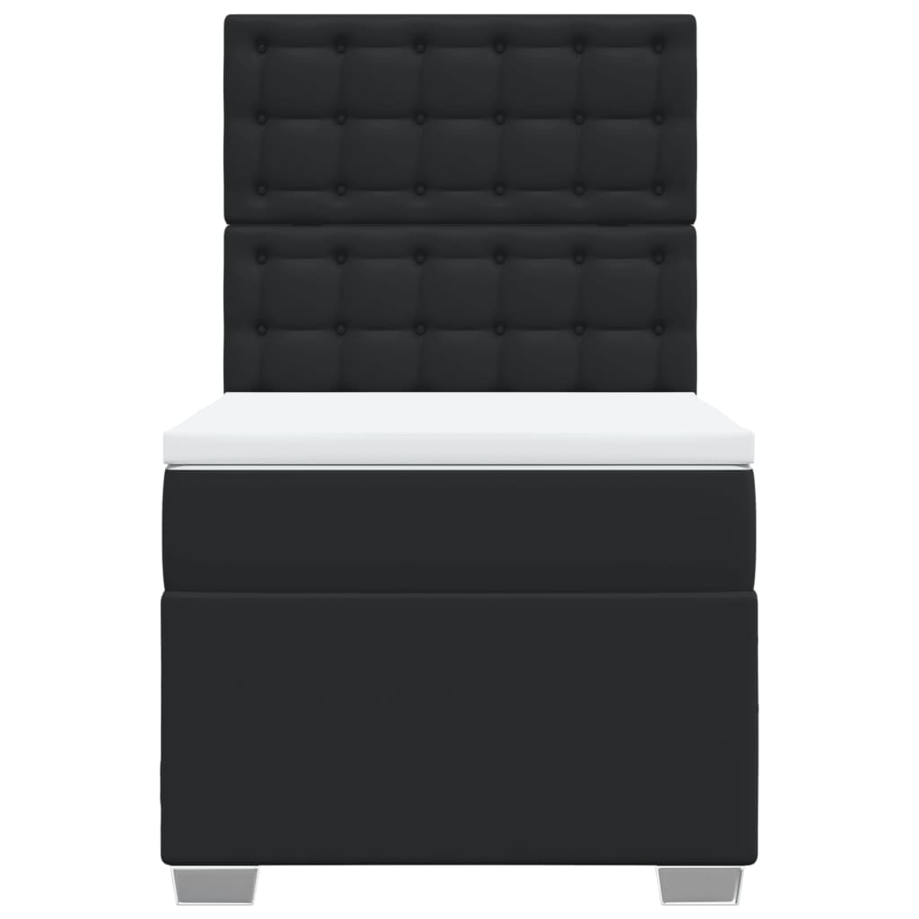 Boxspringbett mit Matratze Schwarz 80x200 cm Kunstleder