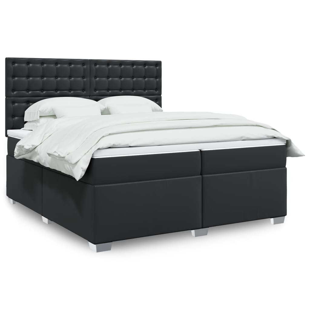 Boxspringbett mit Matratze Schwarz 80x200 cm Kunstleder