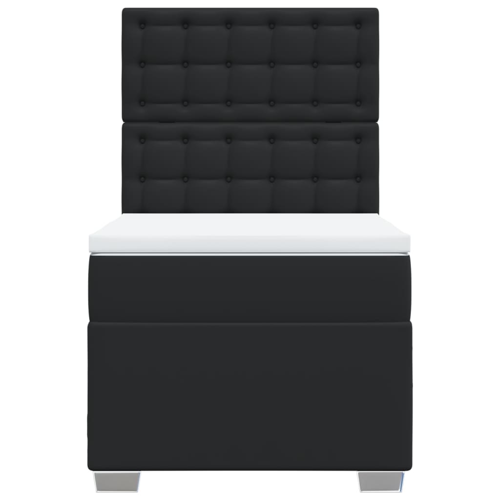 vidaXL Boxspringbett mit Matratze Schwarz Kunstleder