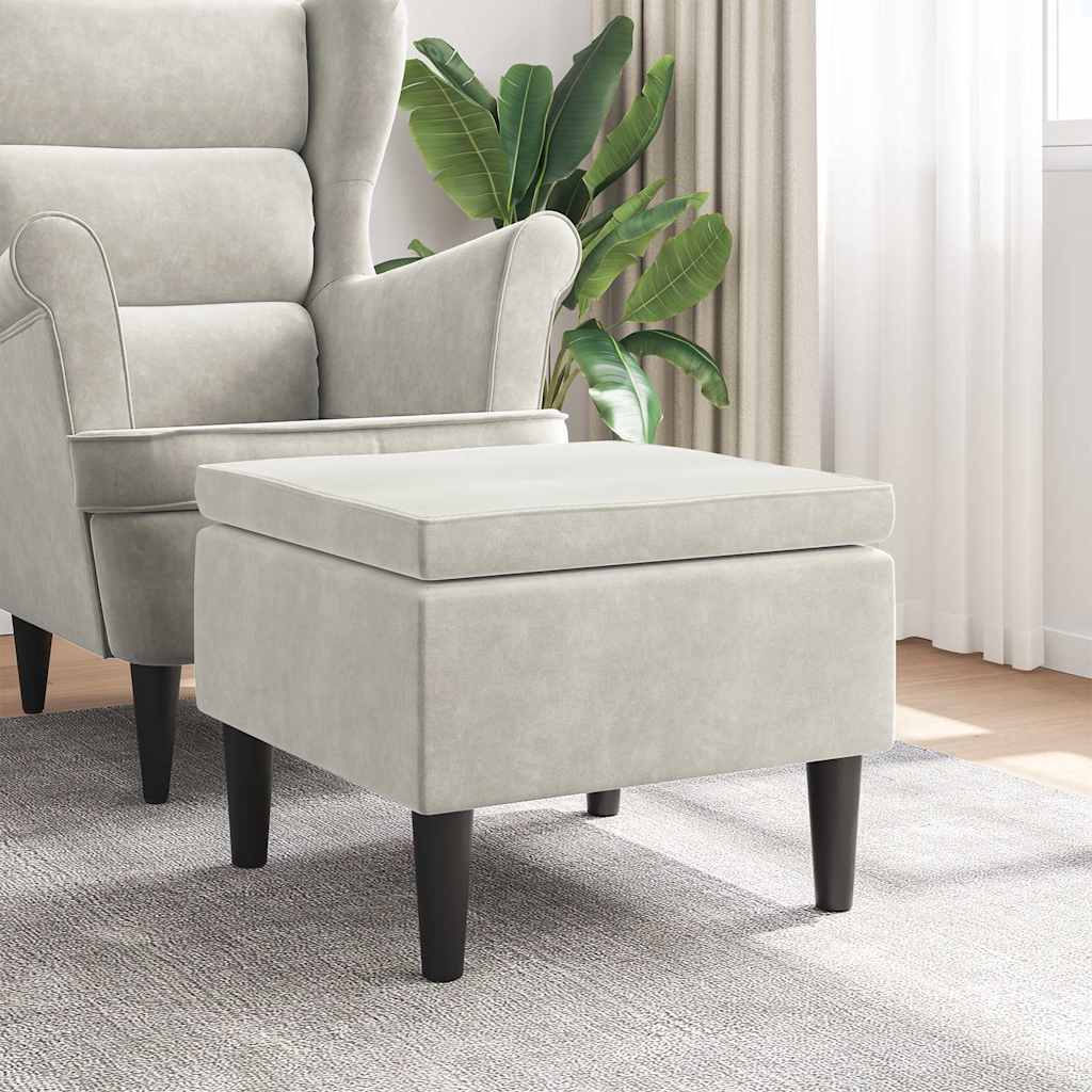 vidaXL Hocker mit Holzbeinen Blau Samt