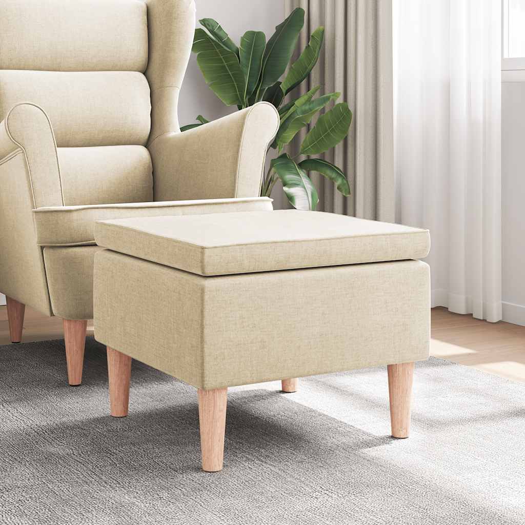 vidaXL Hocker mit Holzbeinen Hellgrau Stoff