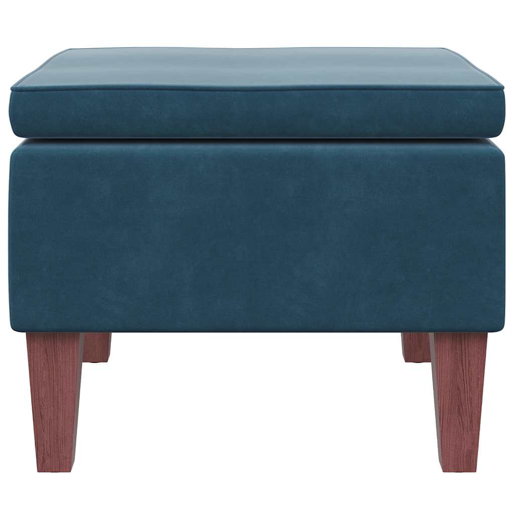 vidaXL Hocker mit Holzbeinen Blau Samt